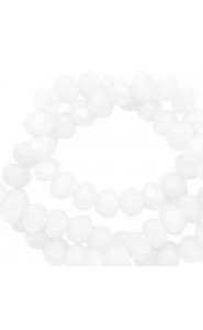 Faceted glass beads 3x2mm disc Soft white-pearl shine coating